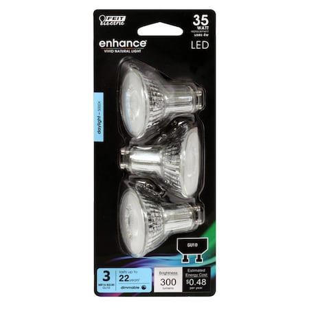 Feit Electric Feit Enhance MR16 GU10 LED Bulb Daylight 35 Watt Equivalence 3 pk MR16GU10950CA3